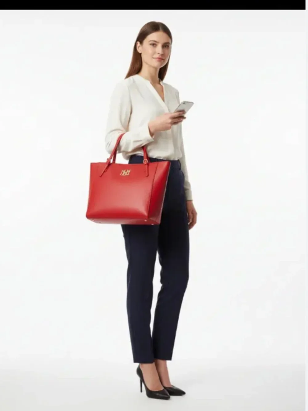 Badgley Mischka Large Tote Vegan Leather Red/Gold NWT